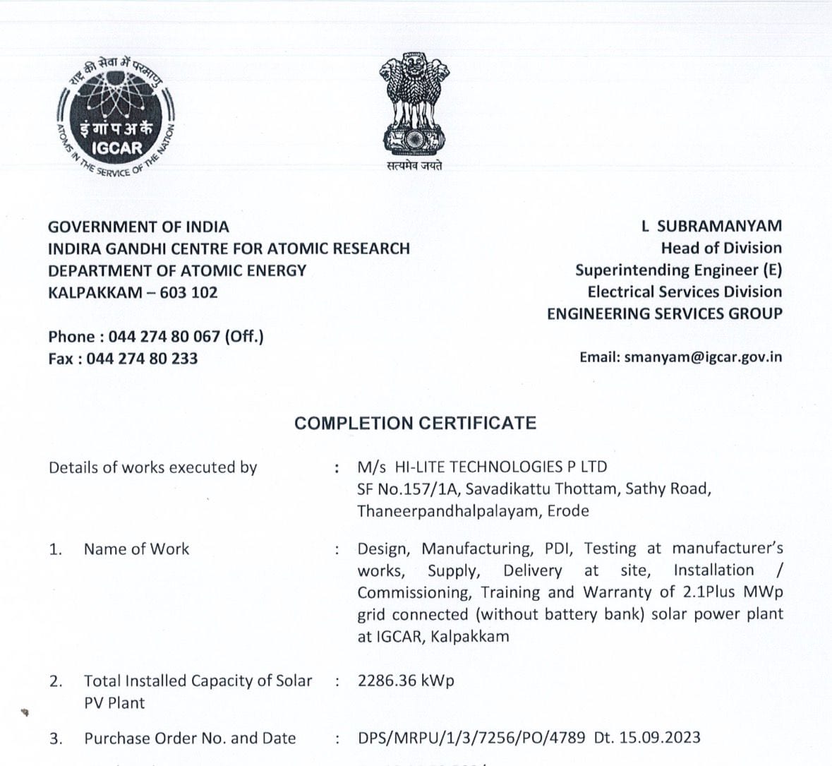 IGCAR Kalpakkam